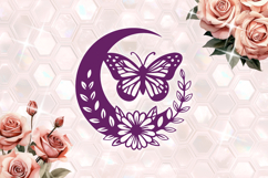 Butterfly with moon and flowers SVG Product Image 1