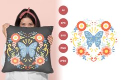 Beautiful Butterfly Adorned with Colorful Floral Pattern PNG Product Image 1