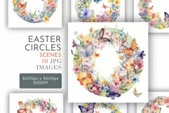 Butterfly Wreaths with Flowers | Watercolour Clipart JPG Product Image 1