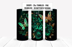 Seamless 3D Metallic Butterfly Floral Tumbler Wrap Set PNGs Product Image 13