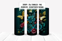 Seamless 3D Metallic Butterfly Floral Tumbler Wrap Set PNGs Product Image 12