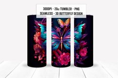 Seamless 3D Metallic Butterfly Floral Tumbler Wrap Set PNGs Product Image 11