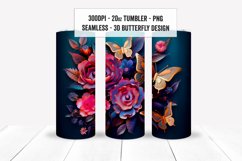 Seamless 3D Metallic Butterfly Floral Tumbler Wrap Set PNGs Product Image 10