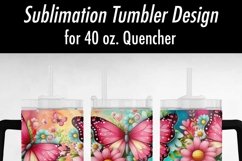 Butterfly Floral 40 oz Sublimation Tumbler Design Product Image 3