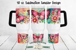 Butterfly Floral 40 oz Sublimation Tumbler Design Product Image 2