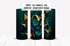 Seamless 3D Metallic Butterfly Floral Tumbler Wrap Set PNGs Product Image 9