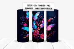 Seamless 3D Metallic Butterfly Floral Tumbler Wrap Set PNGs Product Image 7