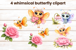 Whimsical butterfly clipart | Floral insect sublimation Product Image 1