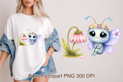 Whimsical butterfly clipart | Floral insect sublimation Product Image 1
