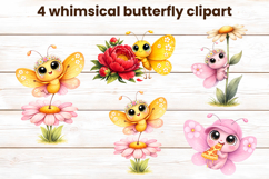 Whimsical butterfly clipart | Floral insect sublimation Product Image 1