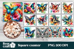 Butterfly square coaster | Flower coaster | Coaster bundle Product Image 1