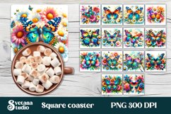 Butterfly square coaster | Summer coaster | Coaster bundle Product Image 1