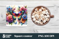 Butterfly square coaster | Summer coaster | Flower coaster Product Image 1