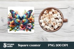 Butterfly square coaster | Summer coaster | Flower coaster Product Image 1