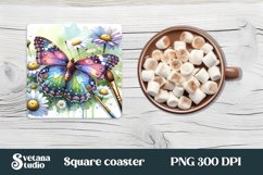 Butterfly square coaster | Summer coaster | Coaster bundle Product Image 3