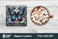 Butterfly square coaster | Summer coaster | Flower coaster Product Image 1