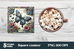 Butterfly square coaster | Summer coaster | Flower coaster Product Image 1