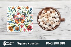 Butterfly square coaster | Summer coaster | Flower coaster Product Image 1