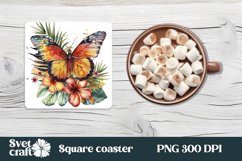 Butterfly square coaster | Flower coaster | Coaster bundle Product Image 4