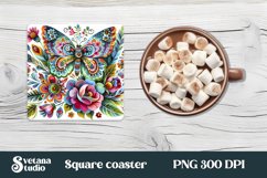 Butterfly square coaster | Summer coaster | Flower coaster Product Image 1