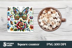 Butterfly square coaster | Summer coaster | Flower coaster Product Image 1
