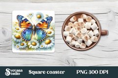 Butterfly square coaster | Summer coaster | Flower coaster Product Image 1