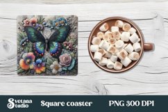 Butterfly square coaster | Summer coaster | Flower coaster Product Image 1