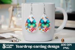 Butterfly teardrop earring | Flower earring | Earring PNG Product Image 1