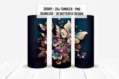 Seamless 3D Metallic Butterfly Floral Tumbler Wrap Set PNGs Product Image 5