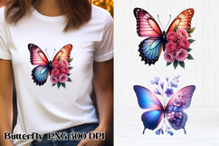 Summer butterfly clipart | Butterfly flower sublimation Product Image 1