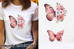 Summer butterfly clipart | Butterfly flower sublimation Product Image 1