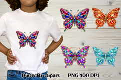 Summer butterfly clipart | Butterfly diamond sublimation Product Image 1