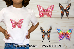 Summer butterfly clipart | Butterfly diamond sublimation Product Image 1