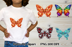 Summer butterfly clipart | Butterfly diamond sublimation Product Image 1