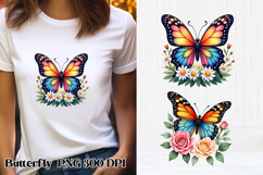 Summer butterfly clipart | Butterfly flower sublimation Product Image 1