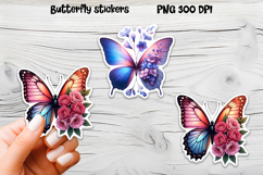 Butterfly flower stickers | Summer butterfly PNG stickers Product Image 1