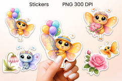 Cute whimsical butterfly stickers printable PNG Product Image 1