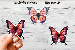 Butterfly flower stickers | Summer butterfly PNG stickers Product Image 1