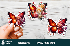 Flower butterfly stickers PNG | Summer sticker printable Product Image 1