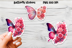 Butterfly flower stickers | Summer butterfly PNG stickers Product Image 1