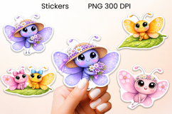 Cute whimsical butterfly stickers printable PNG Product Image 1