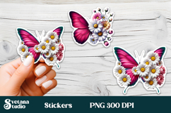 Flower butterfly stickers PNG | Summer sticker printable Product Image 1