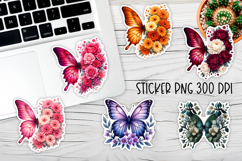 Butterfly flower stickers | Summer butterfly PNG stickers Product Image 3