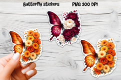 Butterfly flower stickers | Summer butterfly PNG stickers Product Image 1