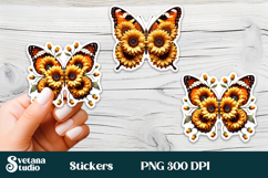 Flower butterfly stickers PNG | Summer sticker printable Product Image 1