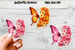 Butterfly flower stickers | Summer butterfly PNG stickers Product Image 1