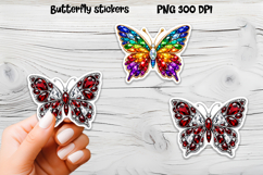 Diamond butterfly stickers | Precious stones butterfly PNG Product Image 1