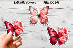 Butterfly flower stickers | Summer butterfly PNG stickers Product Image 1