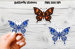 Diamond butterfly stickers | Precious stones butterfly PNG Product Image 1