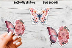 Butterfly flower stickers | Summer butterfly PNG stickers Product Image 1